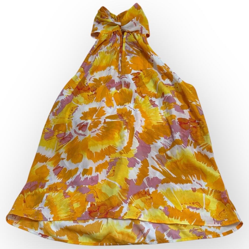 NWT DR2 Women’s Tie-Dye Halter Neck Blouse Yellow Pink White Size S - Picture 2 of 11